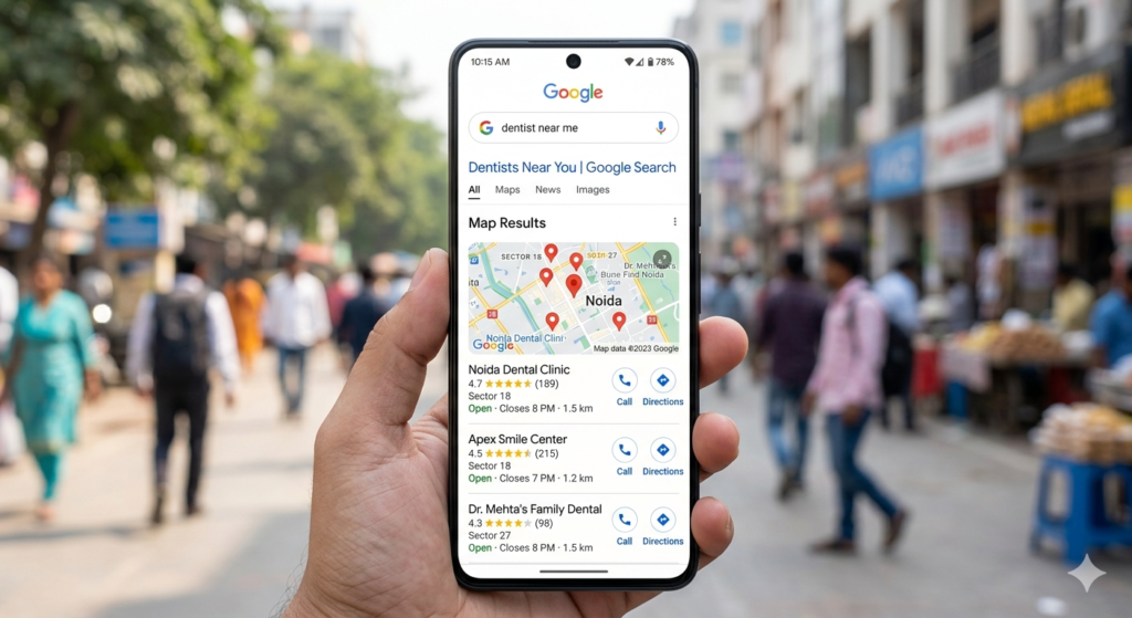 patients searching for clinics in Noida on Google